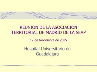 REUNION DE LA ASOCIACION TERRITORIAL DE MADRID DE LA SEAP 12 de Noviembre de 2005