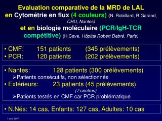 Evaluation comparative de la MRD de LAL