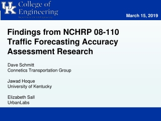 Findings from NCHRP 08-110 Traffic Forecasting Accuracy Assessment Research