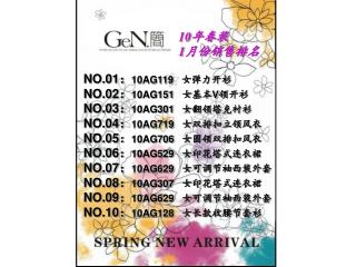 10年春装 1月份销售排名