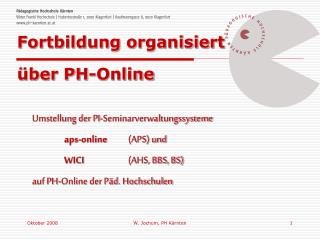 Fortbildung organisiert über PH-Online