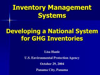Inventory Management Systems Developing a National System for GHG Inventories