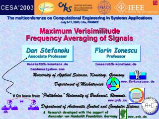 Maximum Verisimilitude Frequency Averaging of Signals