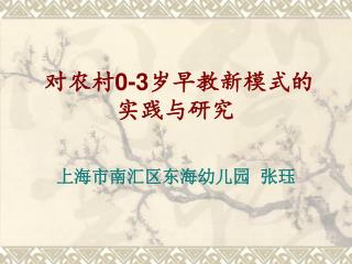 对农村 0-3 岁早教新模式的实践与研究