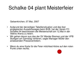 Schalke 04 plant Meisterfeier