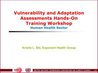 Vulnerability and Adaptation Assessments Hands-On Training Workshop Human Health Sector