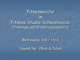Fitnesswoche im Fitness Studio Schwanewede (Trainings und Ernährungsaspekte)