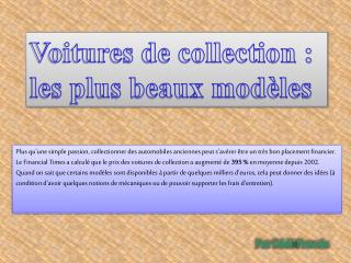 Voitures de collection : les plus beaux modèles