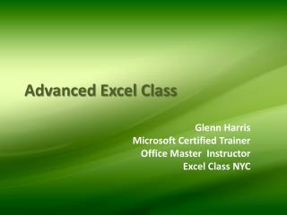 Advanced Excel Class