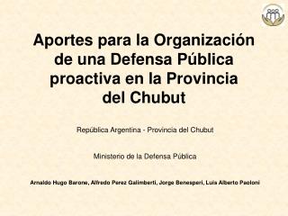 Aportes para la Organización de una Defensa Pública proactiva en la Provincia del Chubut