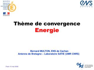 Thème de convergence Energie
