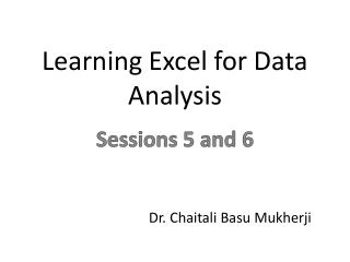 Learning Excel for Data Analysis