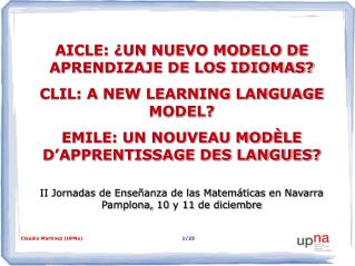II Jornadas de Enseñanza de las Matemáticas en Navarra Pamplona, 10 y 11 de diciembre