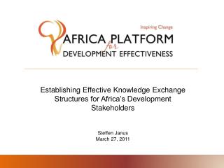 Establishing Effective Knowledge Exchange Structures for Africa’s Development Stakeholders