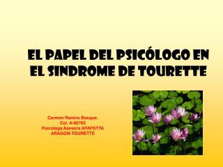 EL PAPEL DEL PSICÓLOGO EN EL SINDROME DE TOURETTE