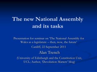 The new National Assembly and its tasks