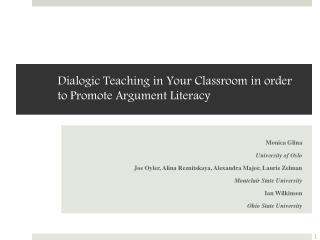 Dialogic Teaching in Your Classroom in order to Promote Argument Literacy