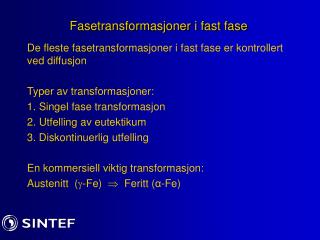 Fasetransformasjoner i fast fase