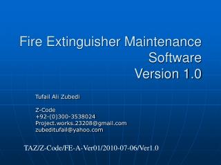 Fire Extinguisher Maintenance Software Version 1.0