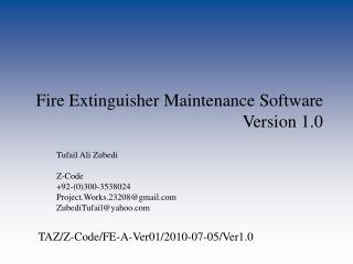 Fire Extinguisher Maintenance Software Version 1.0