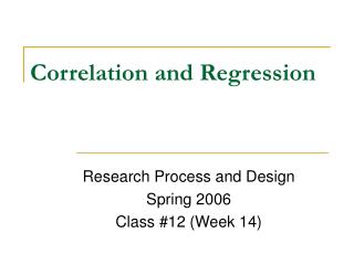 Correlation and Regression