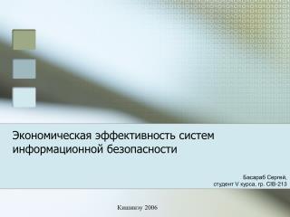 Экономическая эффективность систем информационной безопасности