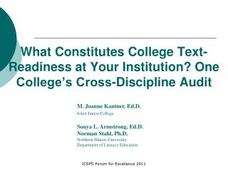What Constitutes College Text-Readiness at Your Institution? One College’s Cross-Discipline Audit