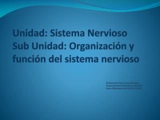 Unidad: Sistema Nervioso Sub Unidad: Organización y función del sistema nervioso