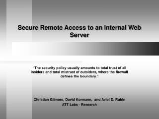 Secure Remote Access to an Internal Web Server