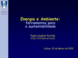 Energia e Ambiente: ferramentas para a sustentabilidade