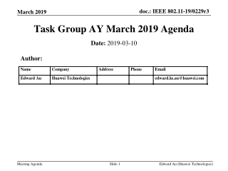 Task Group AY March 2019 Agenda