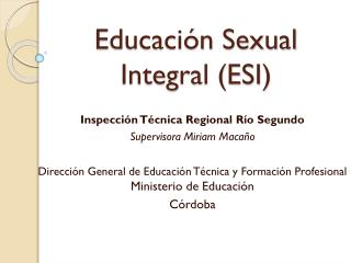 Educación Sexual Integral (ESI)