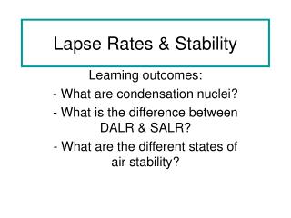 Lapse Rates &amp; Stability