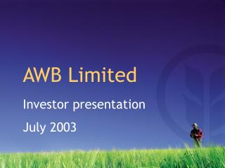 Investor presentation July 2003