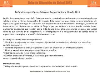 Defunciones por Causas Externas- Región Sanitaria IX- Año 2011