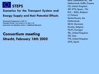 STEPS Scenarios for the Transport System and Energy Supply and their Potential Effects