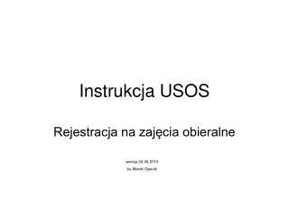 Instrukcja USOS