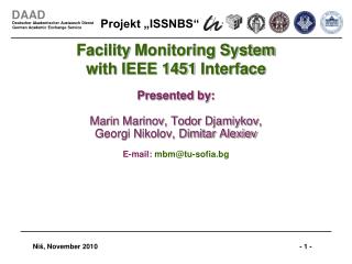 Facility Monitoring System with IEEE 1451 Interface