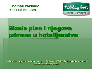 Biznis plan i njegova primena u hotelijerstvu