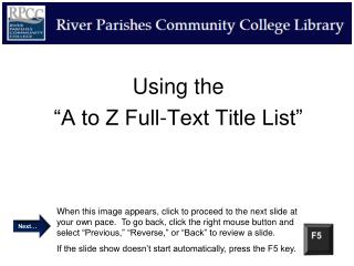 Using the “A to Z Full-Text Title List”