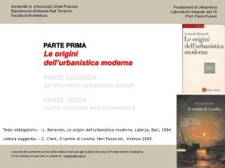 PARTE PRIMA Le origini dell’urbanistica moderna