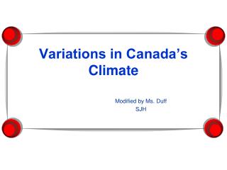 Variations in Canada’s Climate
