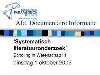 Afd. Documentaire Informatie