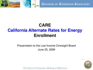 CARE California Alternate Rates for Energy Enrollment