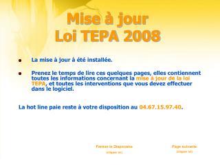 Mise à jour Loi TEPA 2008