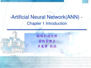 -Artificial Neural Network(ANN) - Chapter 1 Introduction