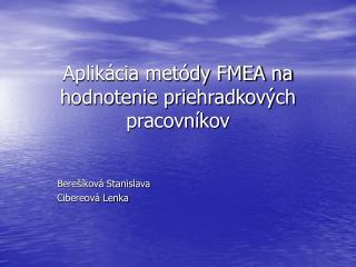 Aplikácia metódy FMEA na hodnotenie priehradkových pracovníkov