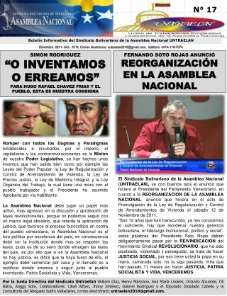 Boletín Informativo del Sindicato Bolivariano de la Asamblea Nacional UNTRAELAN