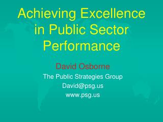 Achieving Excellence in Public Sector Performance