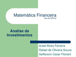 Analise de Investimentos